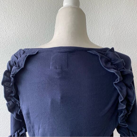 Chaser Womans Long Sleeve Blue Tee Ruffle Sleeve Detail SZ M NWT - Picture 5 of 14